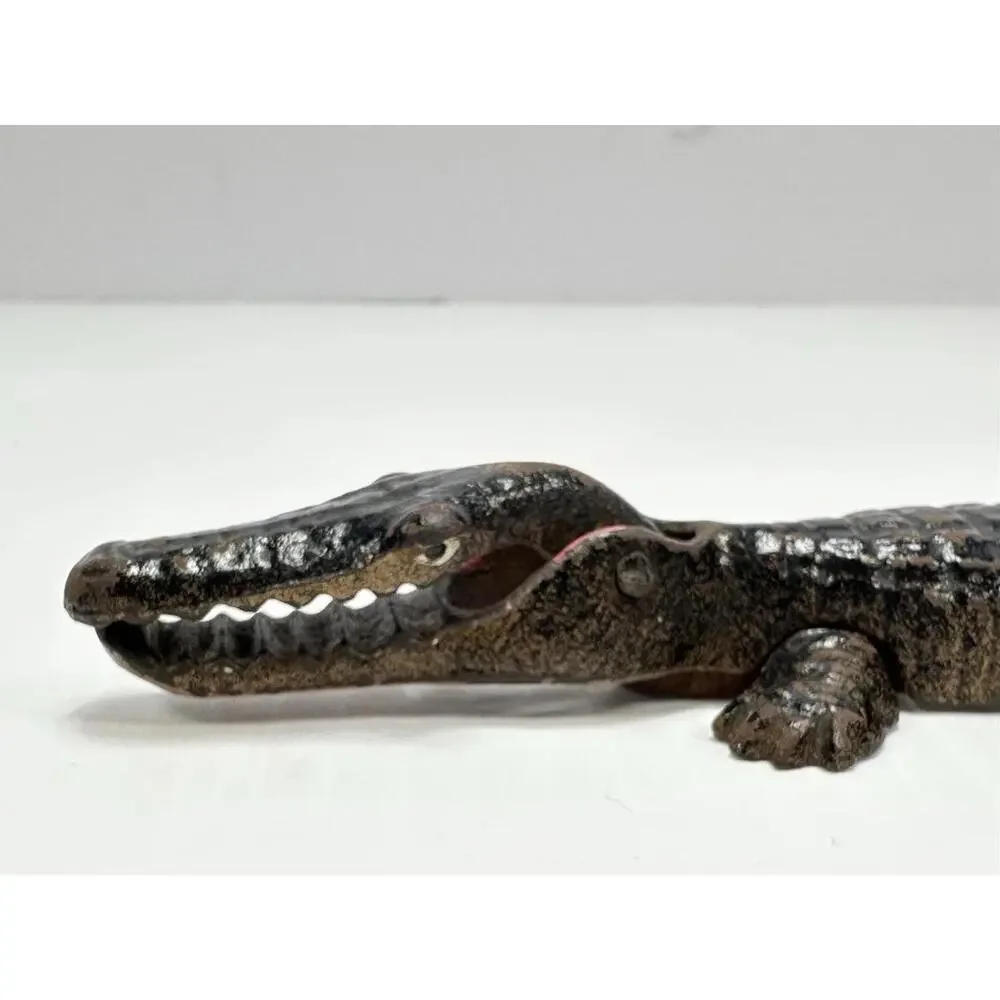 Antique Cold Painted Cast Iron‎ Alligator Crocodile Nut Cracker Patina